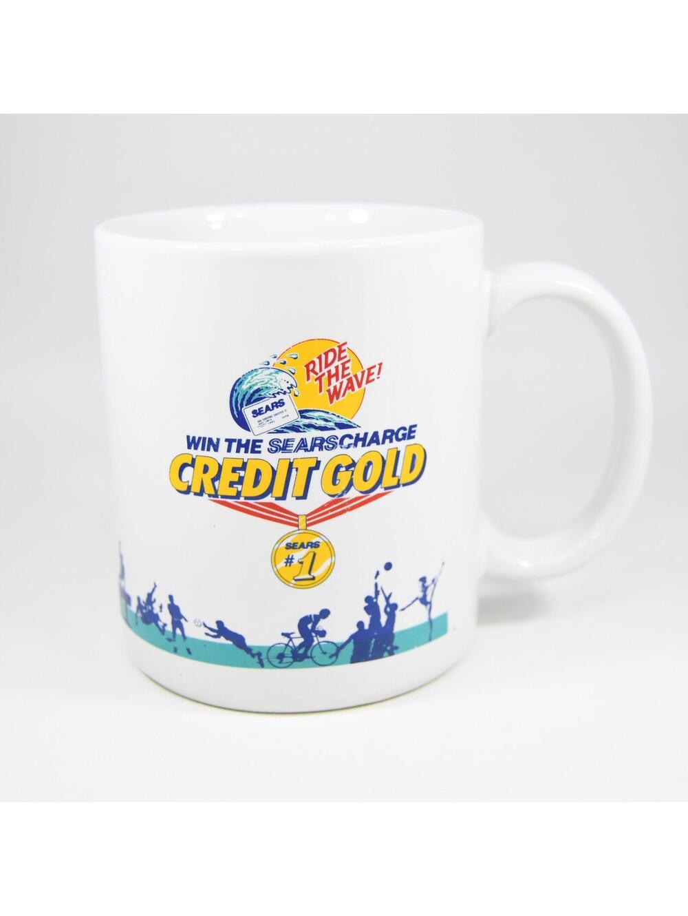 Vtg Sears Credit Card Searscharge Department Store Advertising Coffee Mug Cup
